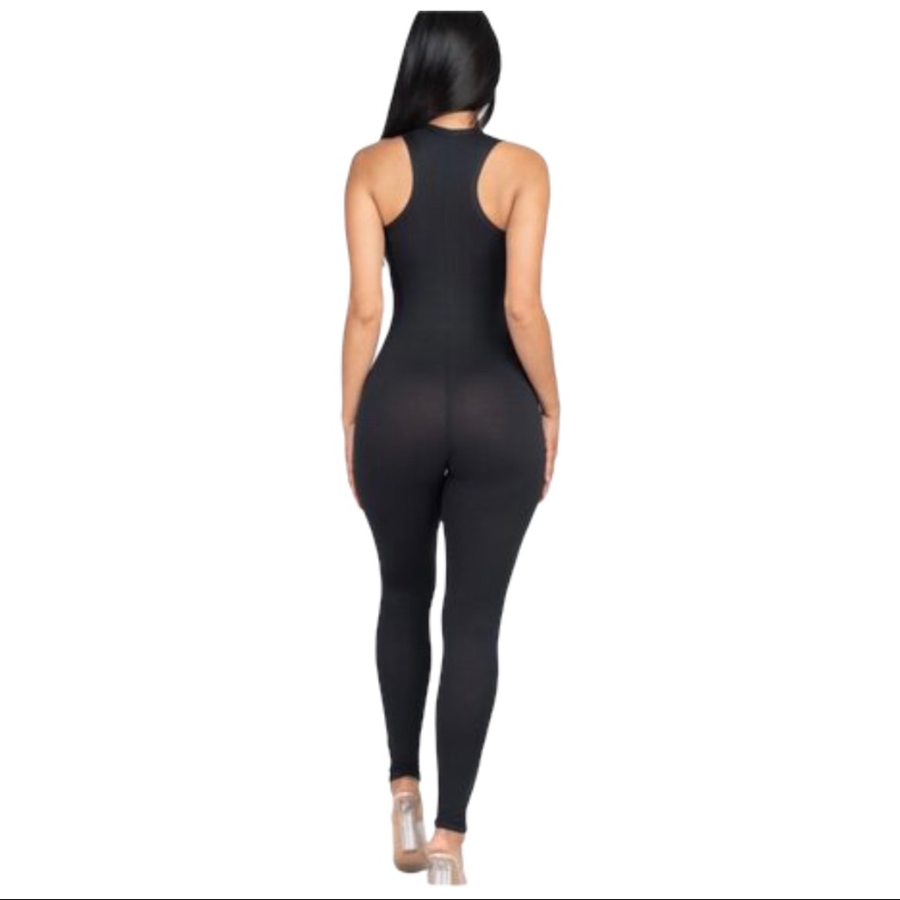 Racerback Sleeveless Bodycon Stretch Jumpsuit - Picture 4 of 4